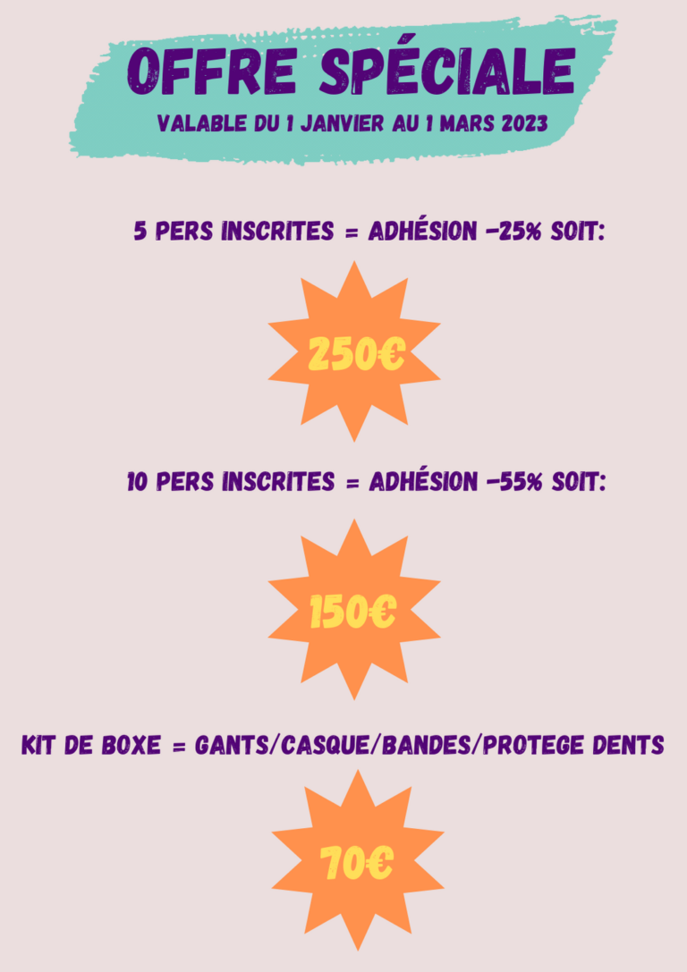 Offre Spéciale Réductions Prix Inscription