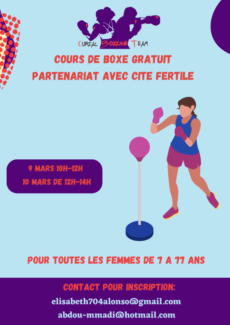 Cours de Boxe Gratuit en partenariat avec cité fertile